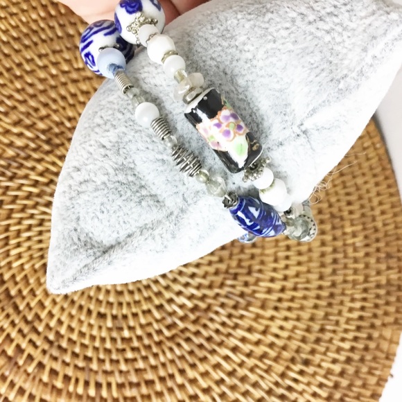 Set Of 2 Beaded Blue Bracelets - Picture 2 of 4